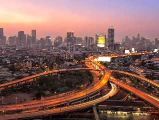 Singapore skyline evening