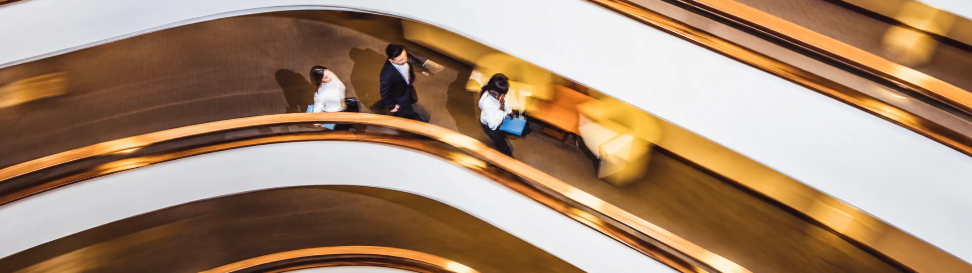 Office employees in motion