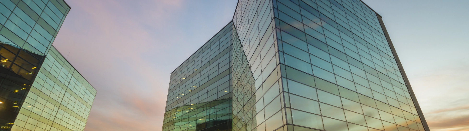 Corporate offices at dusk