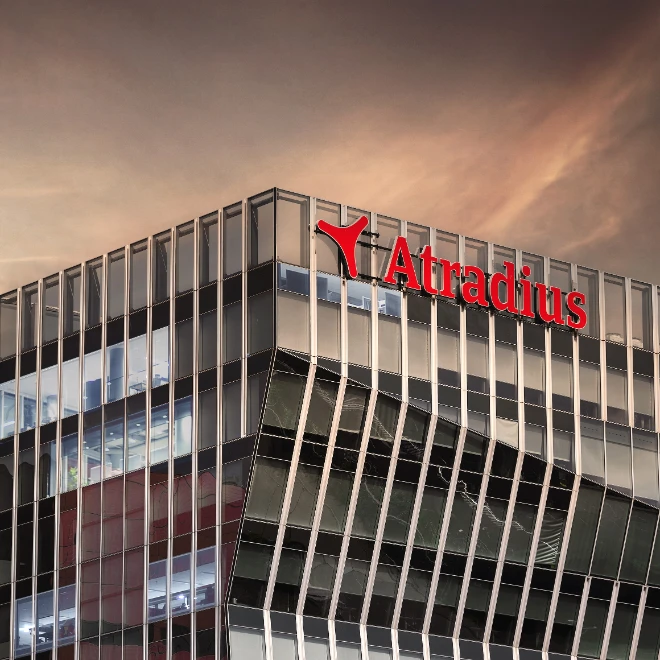 Atradius building sunset