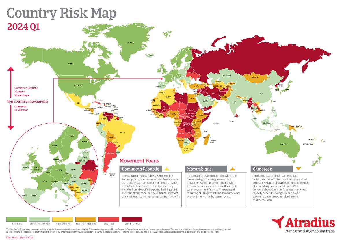 Country Risk Rating | Atradius Country Risk Map